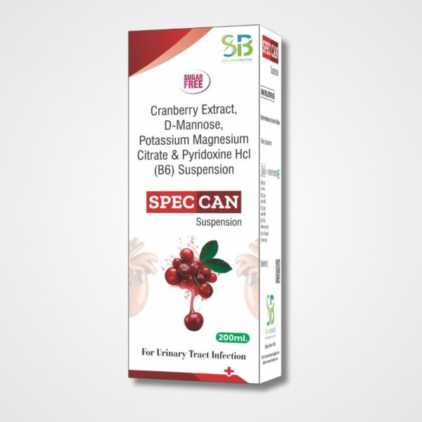 SPEC CAN: Cranberry Extract, D-Mannose, Potassium Magnesium Citrate, and Pyridoxine HCl Suspension for Urinary Tract Health